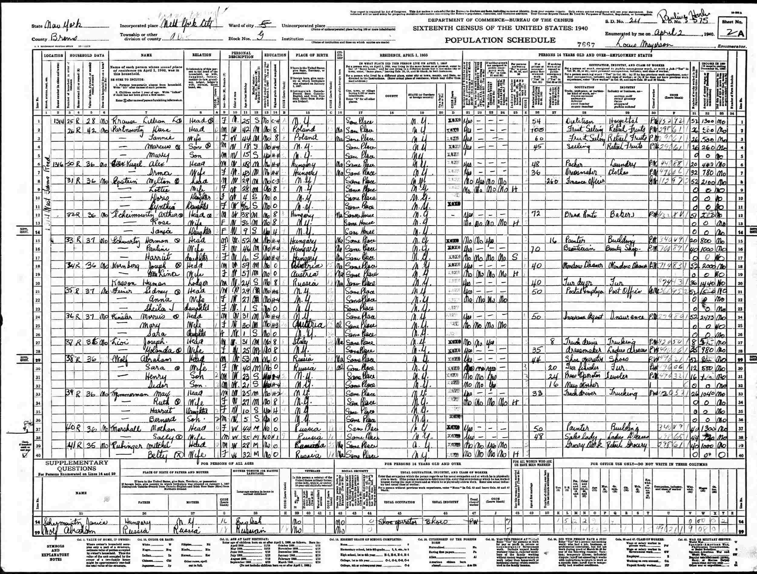 1925 new york census column 12